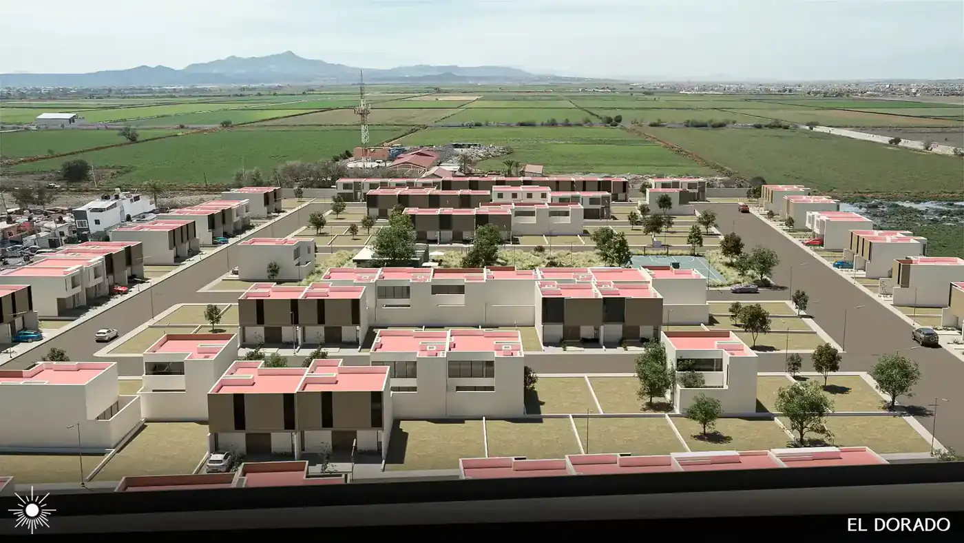 Vista del conjunto y vialidades interiores de El Dorado Residencial