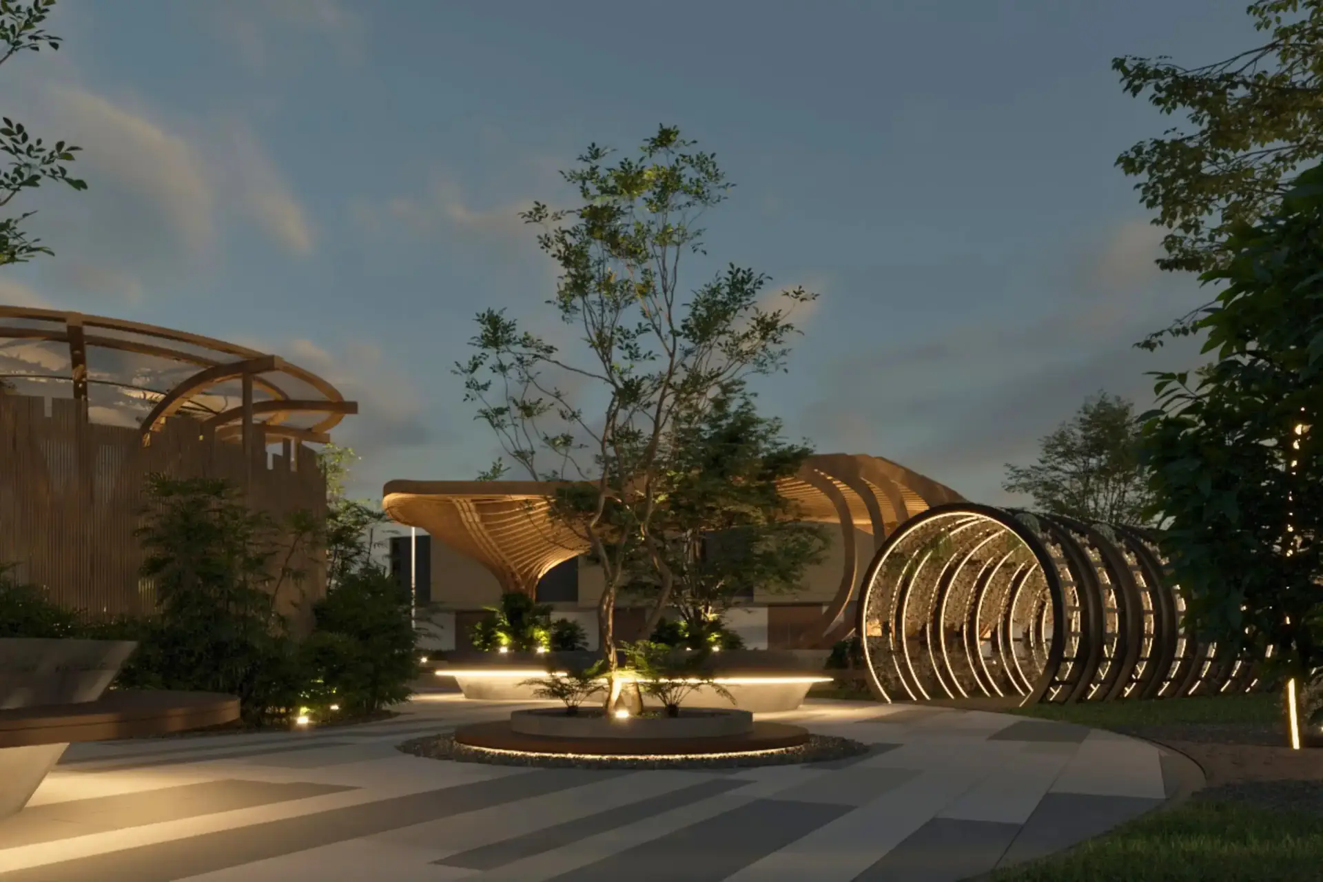 Áreas comunes y senderos de El Dorado Residencial